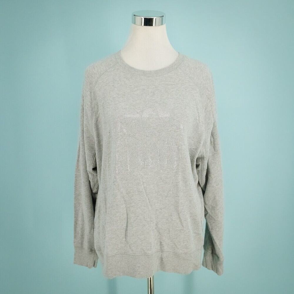 Zadig & Voltaire Size Large L Rock Roll Silver Metallic Studded Crew Sweatshirt